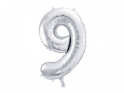 Picture of FOIL BALLOON NUMBER 9 SILVER 34 INCH
